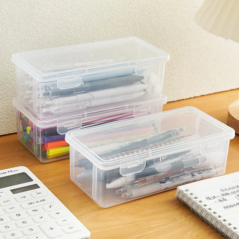 1/2pcs Portable Simple Plastic Transparent Pencil Box Student Stationery Pencil Case School Supplies For Kids Teachers