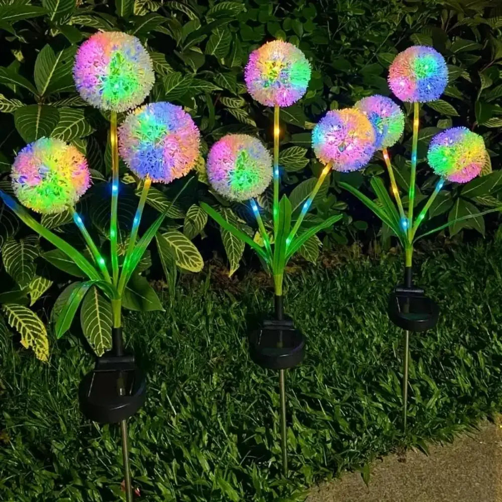Solar outdoor dandelion lights, LED color scallion ball lights, lawn lights, for garden, patio, walkway, lawn decoration
