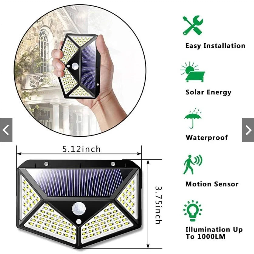 Solar Light 100LED Solar Flood Lights 3 Modes Outdoor Solar Motion Security Light Waterproof for Garden Patio Garage Wall Light