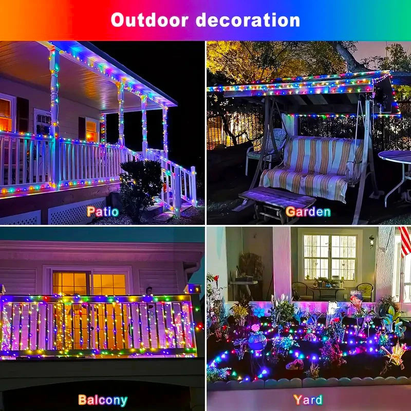Solar String Lights Outdoor 50 LED with 8 Lighting Modes Waterproof Patio Lights for Garden Yard Party Halloween Christmas Decor