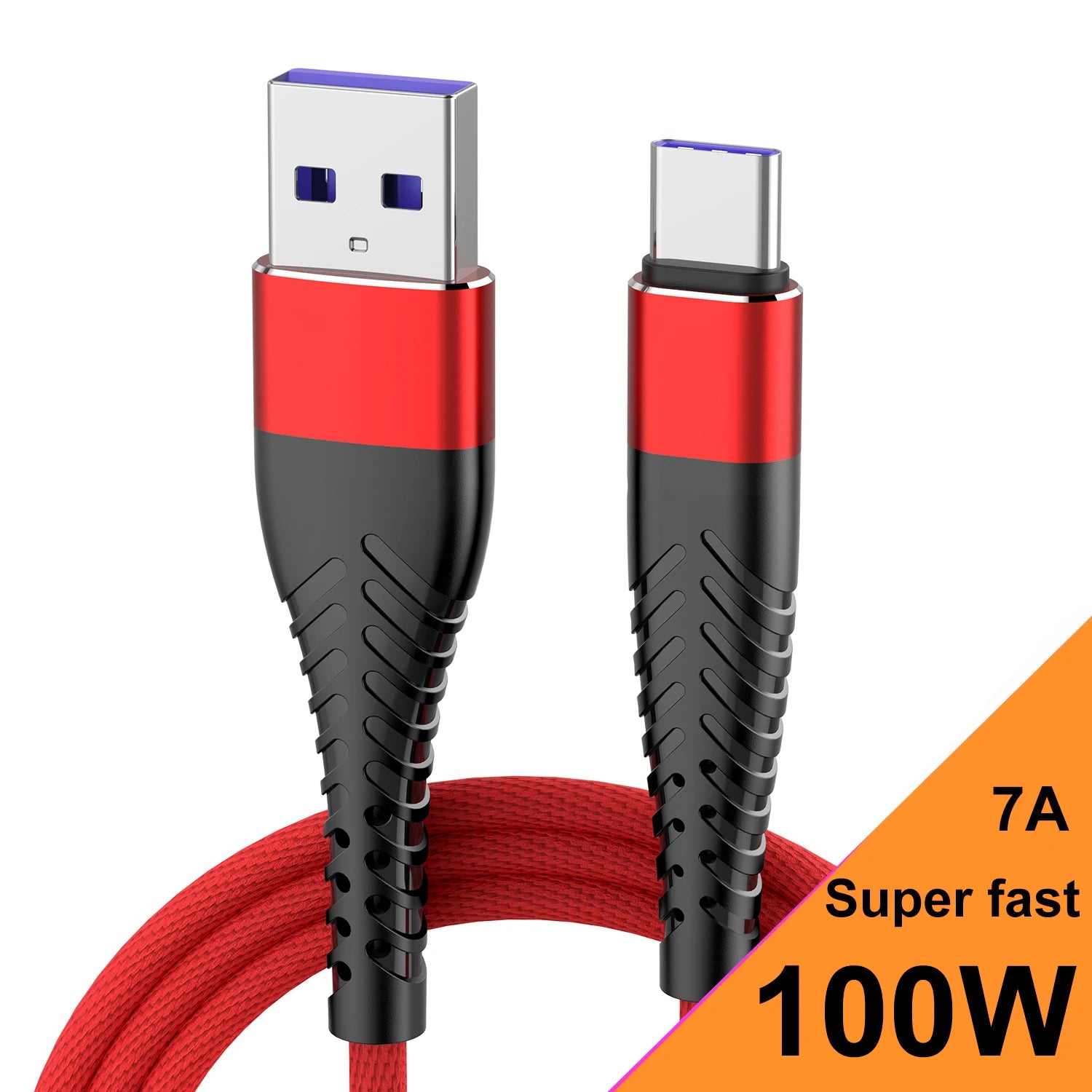 7A 100W Type C Cable Super Fast Charging Data Cord for iPhone Xiaomi Huawei Samsung Oneplus USB C Cable Phone Nylon braided Wire