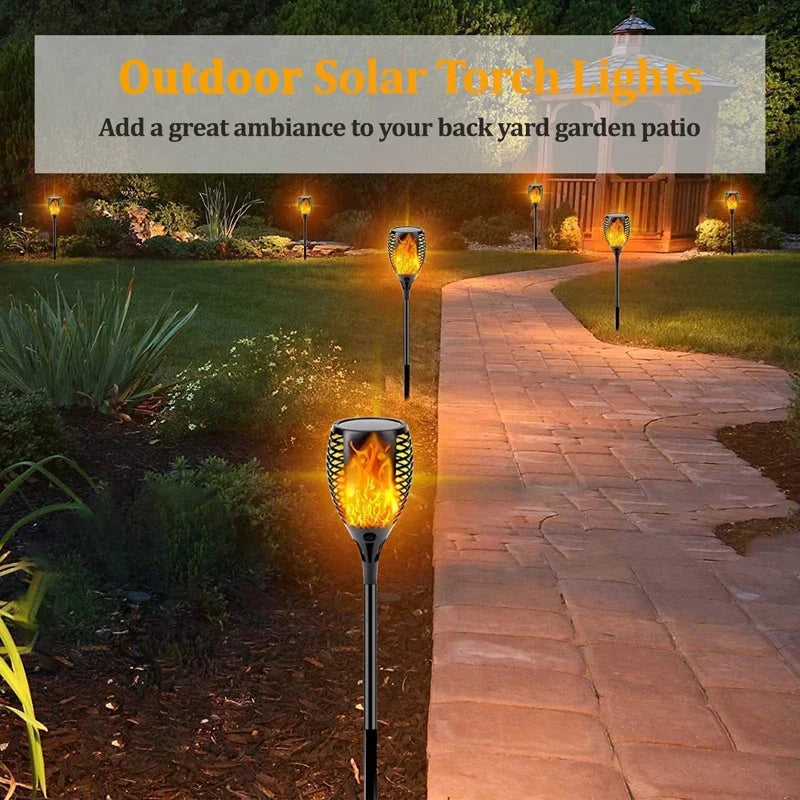 Solar Torch Lights Outdoor Waterproof Landscape Garden Pathway Light with Vivid Dancing Flickering Flame Auto on/Off Solar Light