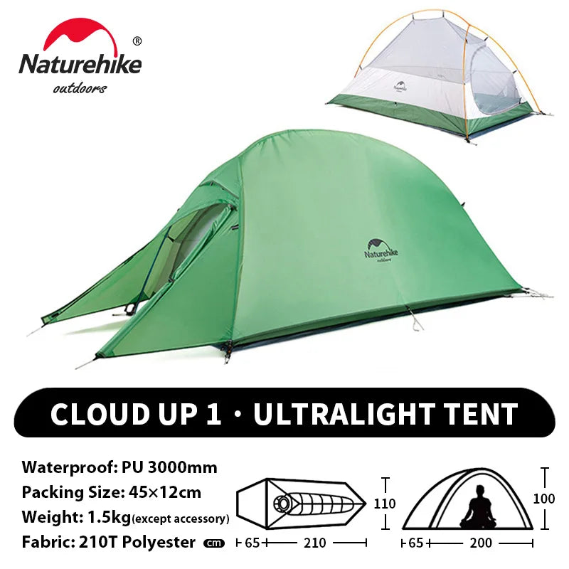 Naturehike Cloud Up 1 2 3 Person Camping Tent Ultralight Waterproof Trekking Tents Hiking Backpacking Shelter Tent Travel Tent