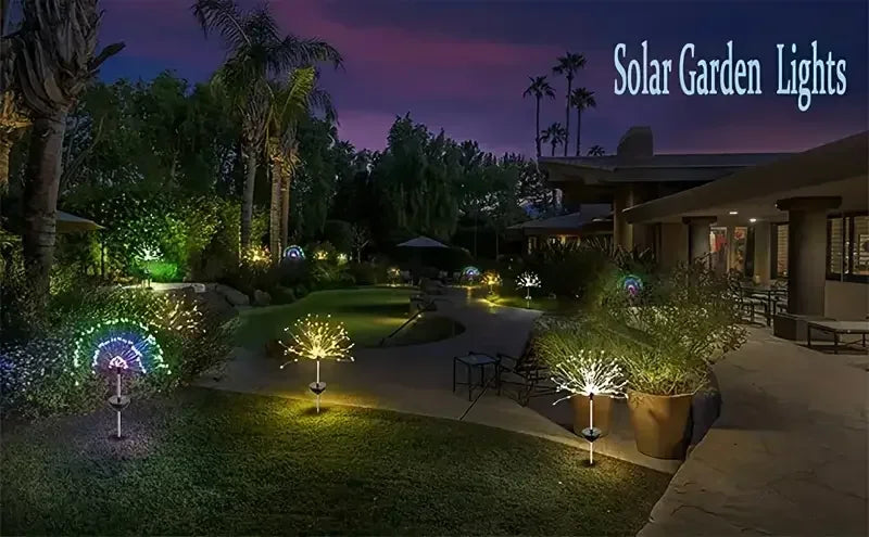 90LED Solar Fireworks Light Outdoor Fairy Garden Lights 8 Lighting Modes DIY Starburst Solar Lamps Holiday Decorative Lights