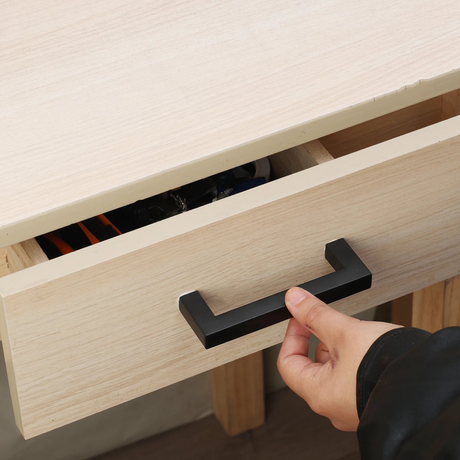 Black Cabinet Handle Square Stainless Steel Kitchen Door Knobs Furniture Hardware Cupboard Wardrobe Drawer Pulls Long Handles