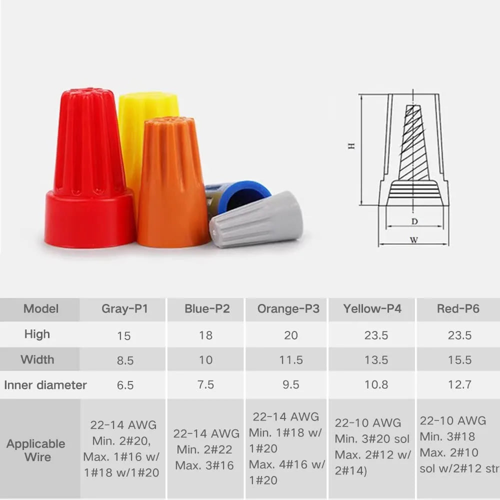 345PCS Crimping Cap Fast Wire Connector Electrical Insulated Twist Crimp Terminal AWG22-10 Nut Spring End Cap Rotating Splicing