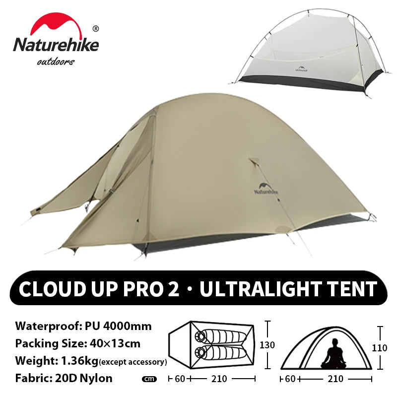 Naturehike Cloud Up 1 2 3 Person Camping Tent Ultralight Waterproof Trekking Tents Hiking Backpacking Shelter Tent Travel Tent