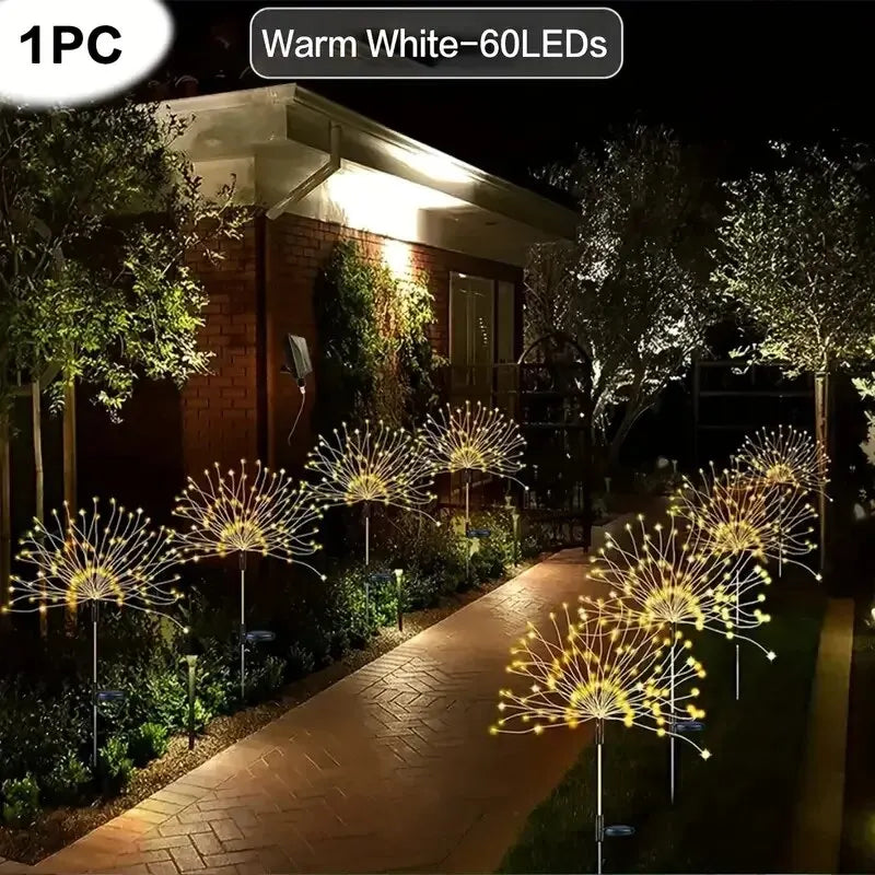 Solar Fireworks LED Light Outdoor Waterproof Solar Light 8 Lighting Modes DIY Starburst Fairy Light Holiday Decorative Lights