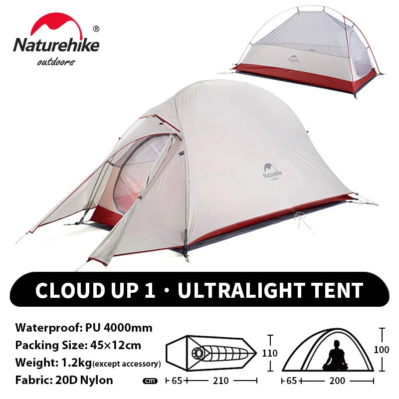 Naturehike Cloud Up 1 2 3 Person Camping Tent Ultralight Waterproof Trekking Tents Hiking Backpacking Shelter Tent Travel Tent