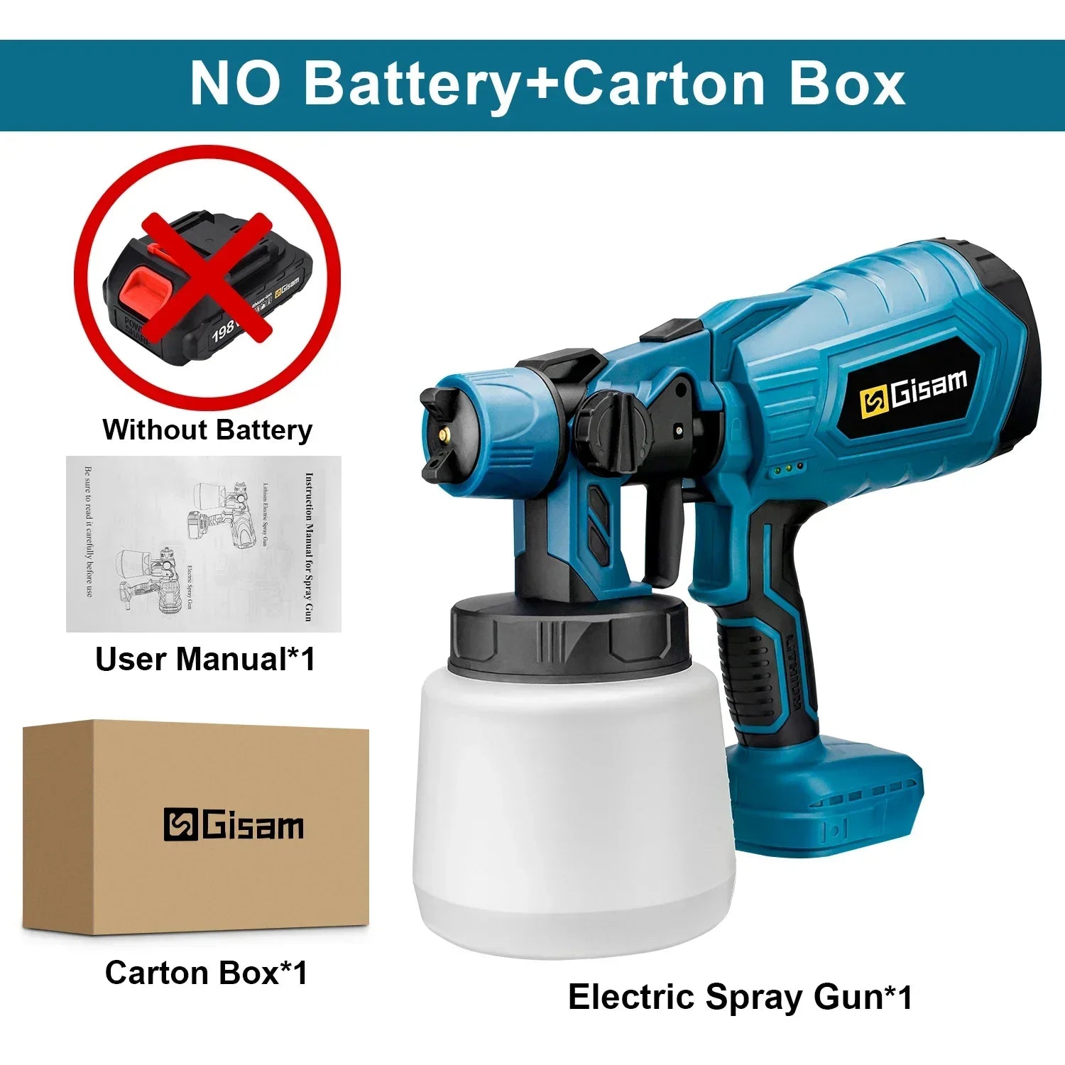 Gisam 1000ML Electric Cordless Spray Gun HVLP Paint Sprayer For Furniture Coating Airbrush Tools For Makita 18V Battery Pins