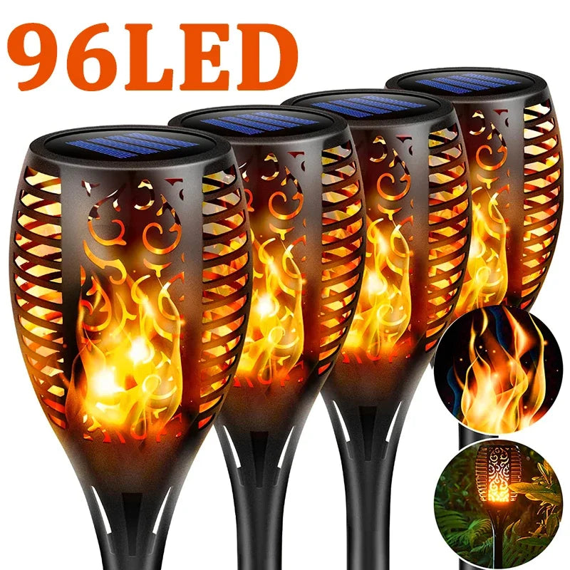 Solar Torch Lights Outdoor Waterproof Landscape Garden Pathway Light with Vivid Dancing Flickering Flame Auto on/Off Solar Light