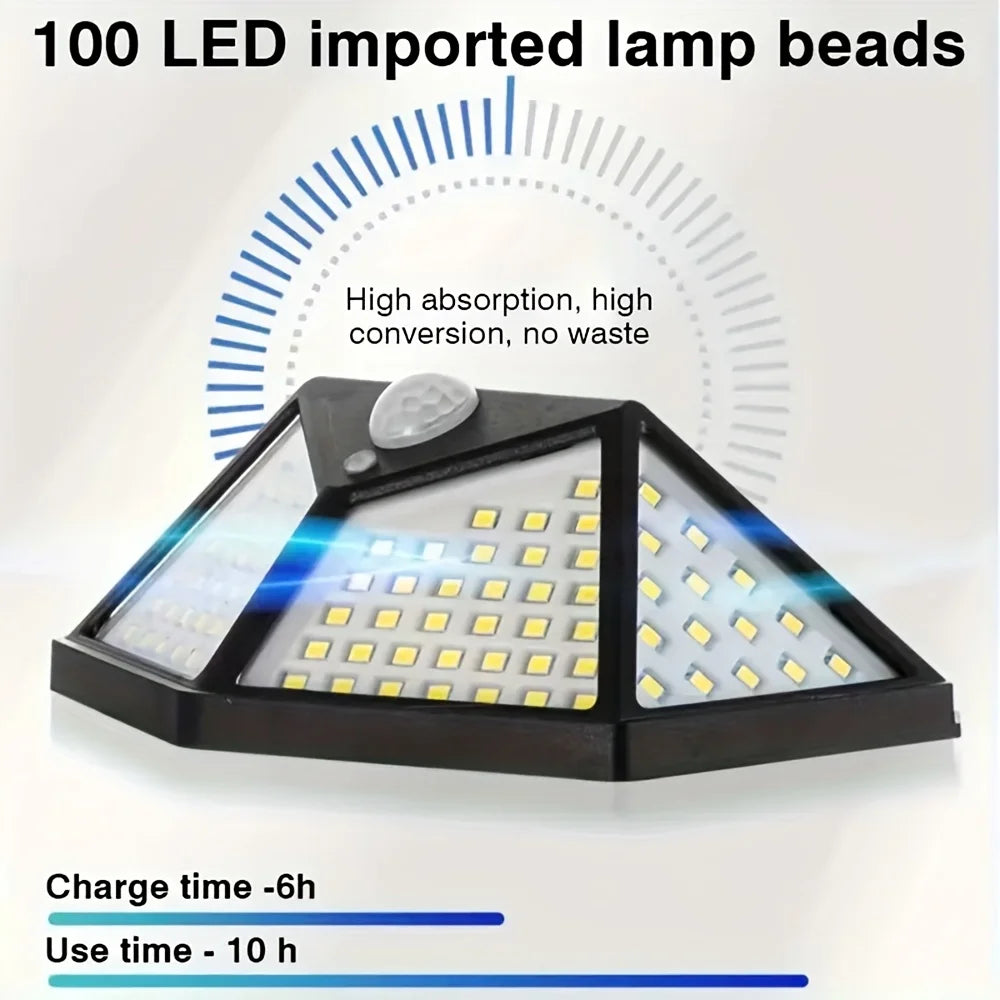 Solar Light 100LED Solar Flood Lights 3 Modes Outdoor Solar Motion Security Light Waterproof for Garden Patio Garage Wall Light
