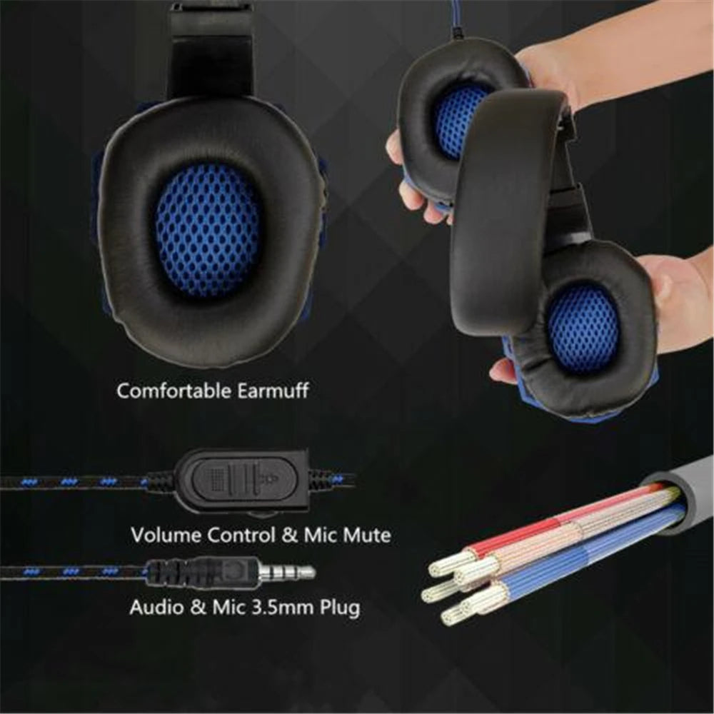 Gaming Headphones 3.5mm Wired PC Bass Stereo Gamer Headset Phone Laptop Earphone Helmet With Microphone For PS4 Xbox One Switch