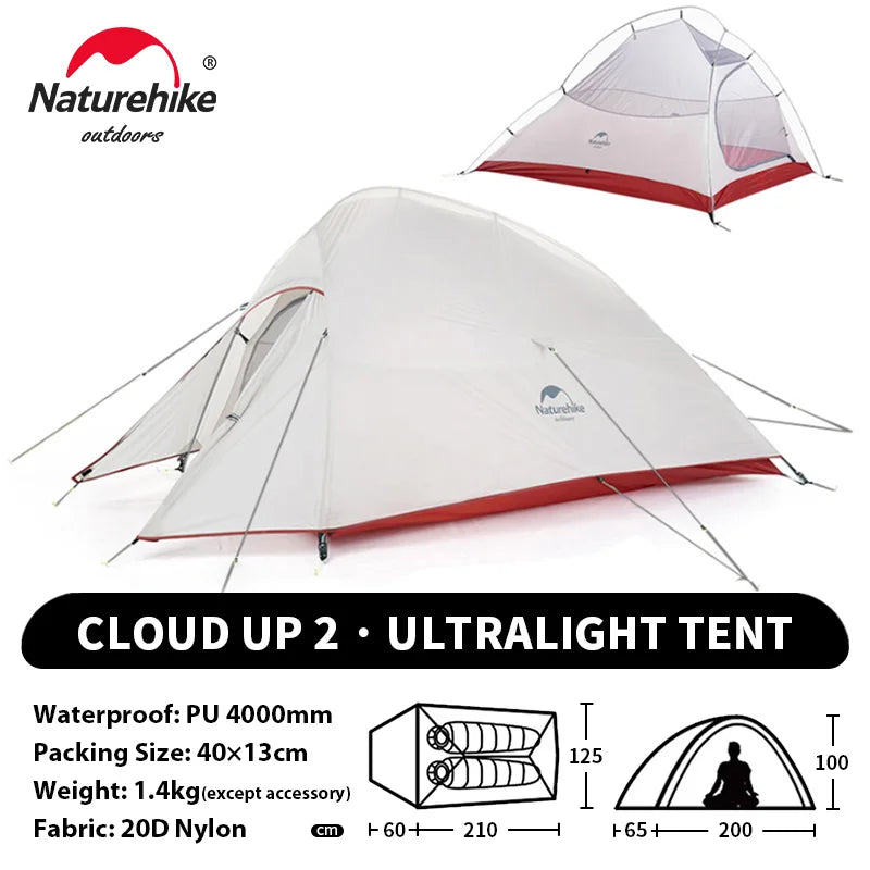 Naturehike Cloud Up 1 2 3 Person Camping Tent Ultralight Waterproof Trekking Tents Hiking Backpacking Shelter Tent Travel Tent