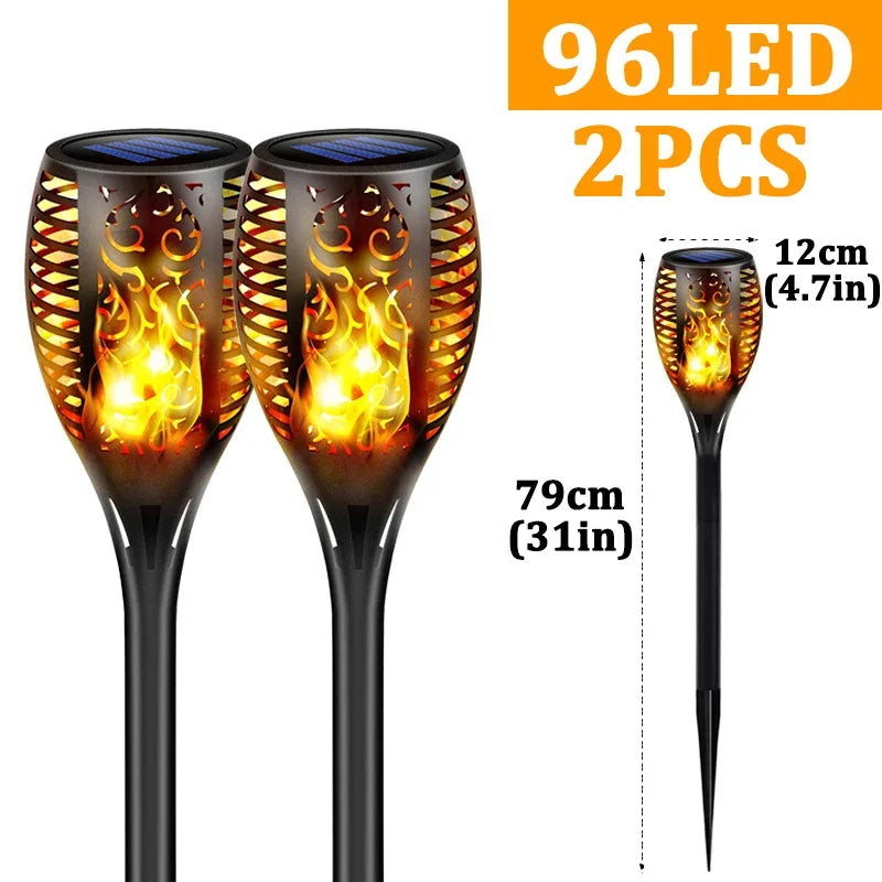 Solar Torch Lights Outdoor Waterproof Landscape Garden Pathway Light with Vivid Dancing Flickering Flame Auto on/Off Solar Light
