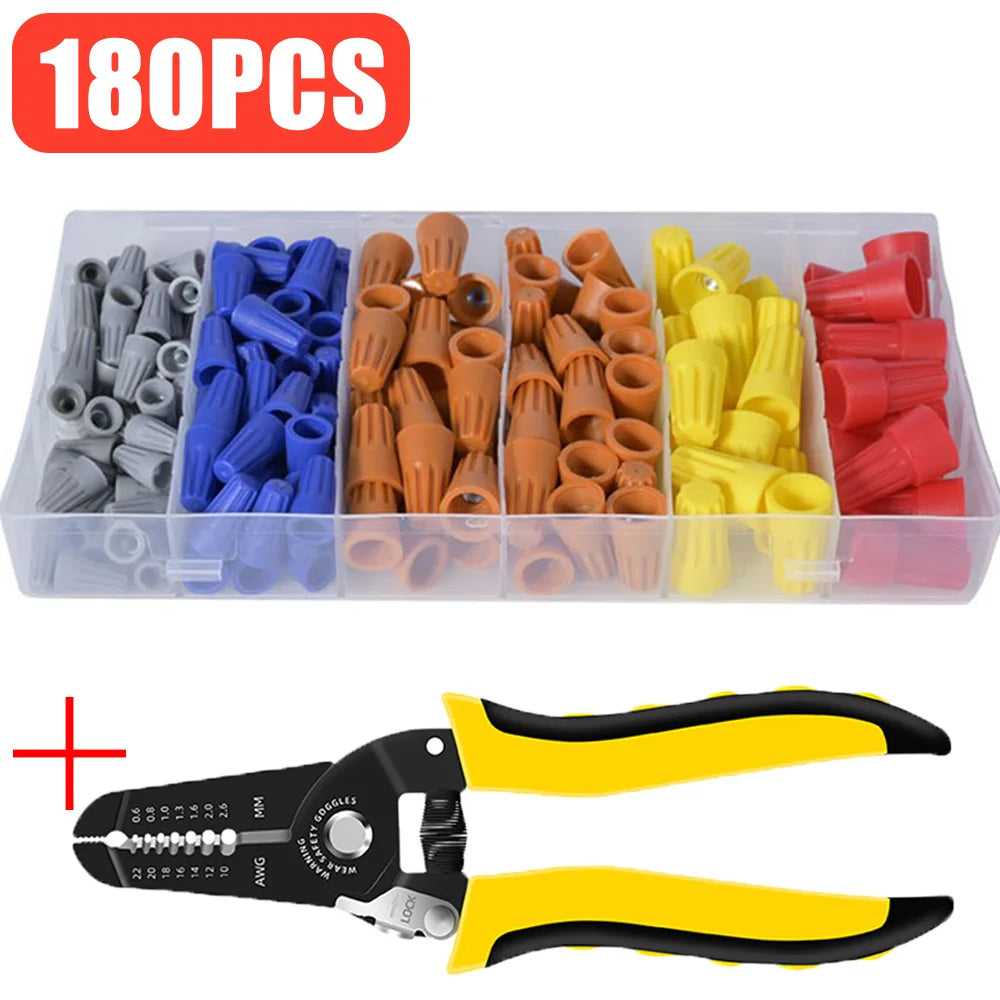 345PCS Crimping Cap Fast Wire Connector Electrical Insulated Twist Crimp Terminal AWG22-10 Nut Spring End Cap Rotating Splicing