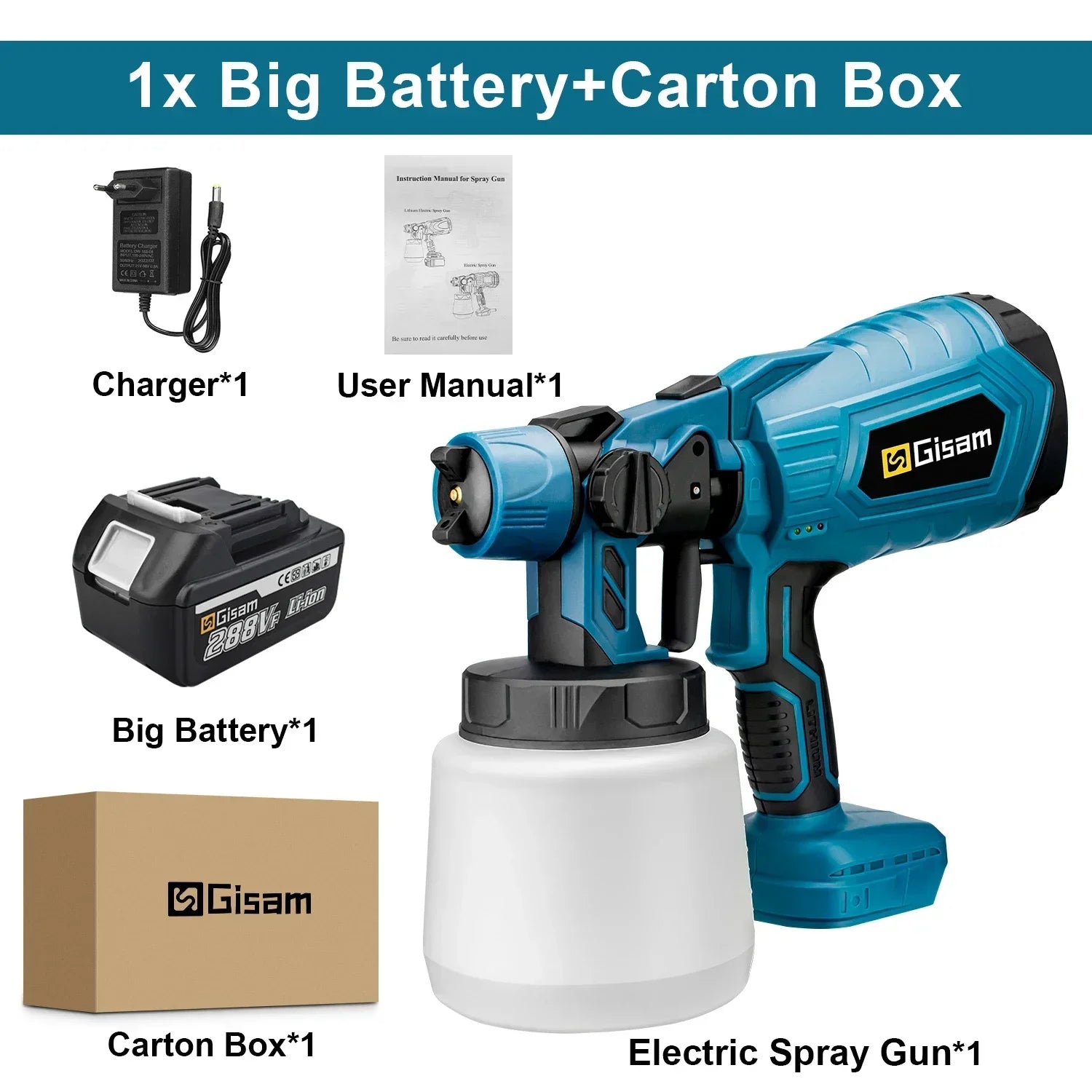 Gisam 1000ML Electric Cordless Spray Gun HVLP Paint Sprayer For Furniture Coating Airbrush Tools For Makita 18V Battery Pins