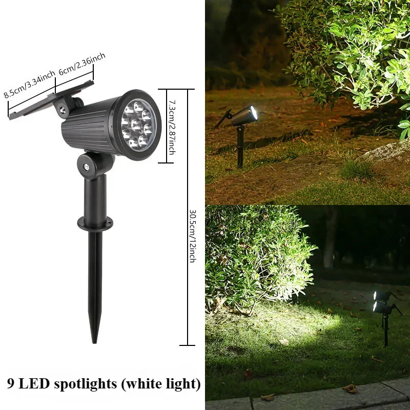 KDULIT 1-2PCS 9LED Solar Powered Lawn Lamp Adjustable Outdoor IP65 Waterproof Garden Courtyard Decoration Street Lamp Spotlight