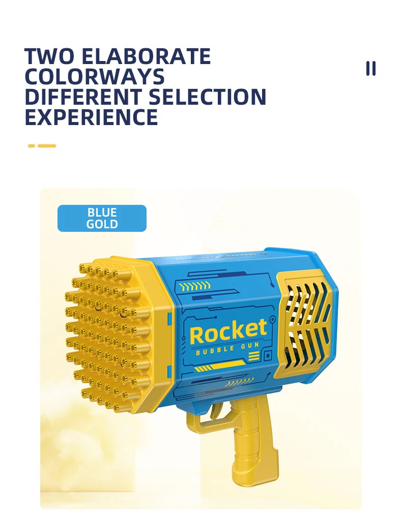 Bubble Gun Kids Toys Rocket 69 Holes Soap Bubbles Machine Gun Shape Automatic Blower With Light Pomperos Outdoor Toy Gifts Party