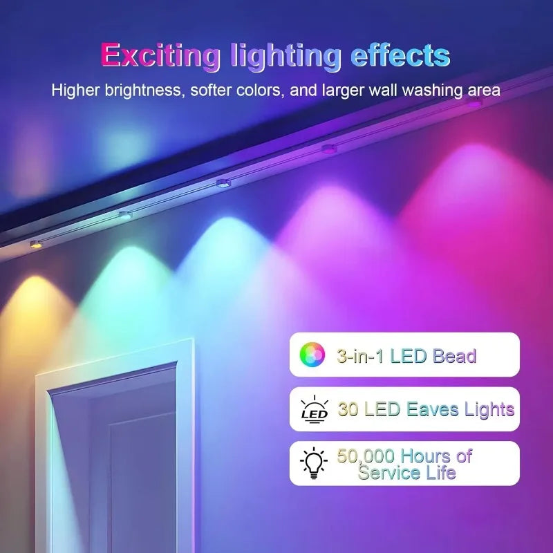 Outdoor Lights Permanent Smart RGBIC Eaves LED Lights Festival Flashing Lighting Fairy String for Christmas Holiday Decorations