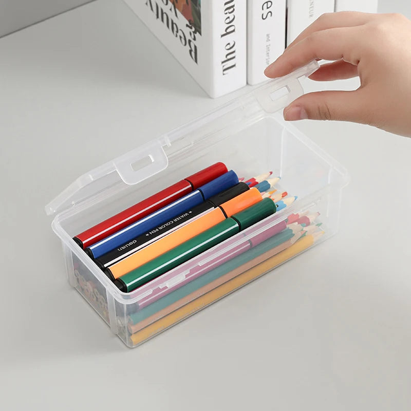 1/2pcs Portable Simple Plastic Transparent Pencil Box Student Stationery Pencil Case School Supplies For Kids Teachers