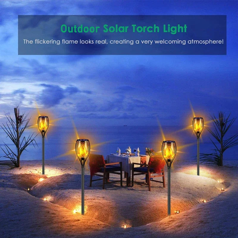 Solar Torch Lights Outdoor Waterproof Landscape Garden Pathway Light with Vivid Dancing Flickering Flame Auto on/Off Solar Light