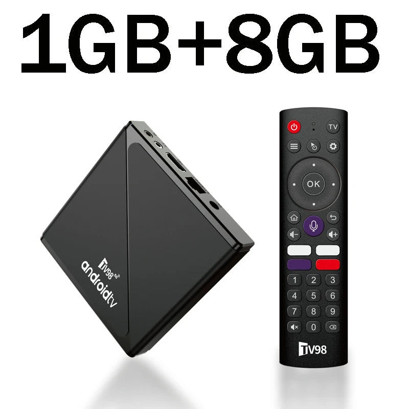 TV98 ATV PRO TV Box Android 2GB 16GB BT 5.0 Smart IPTV BOX Allwinner H313 Quad Core Android 14 WiFi 4G 5G Voice remote top box