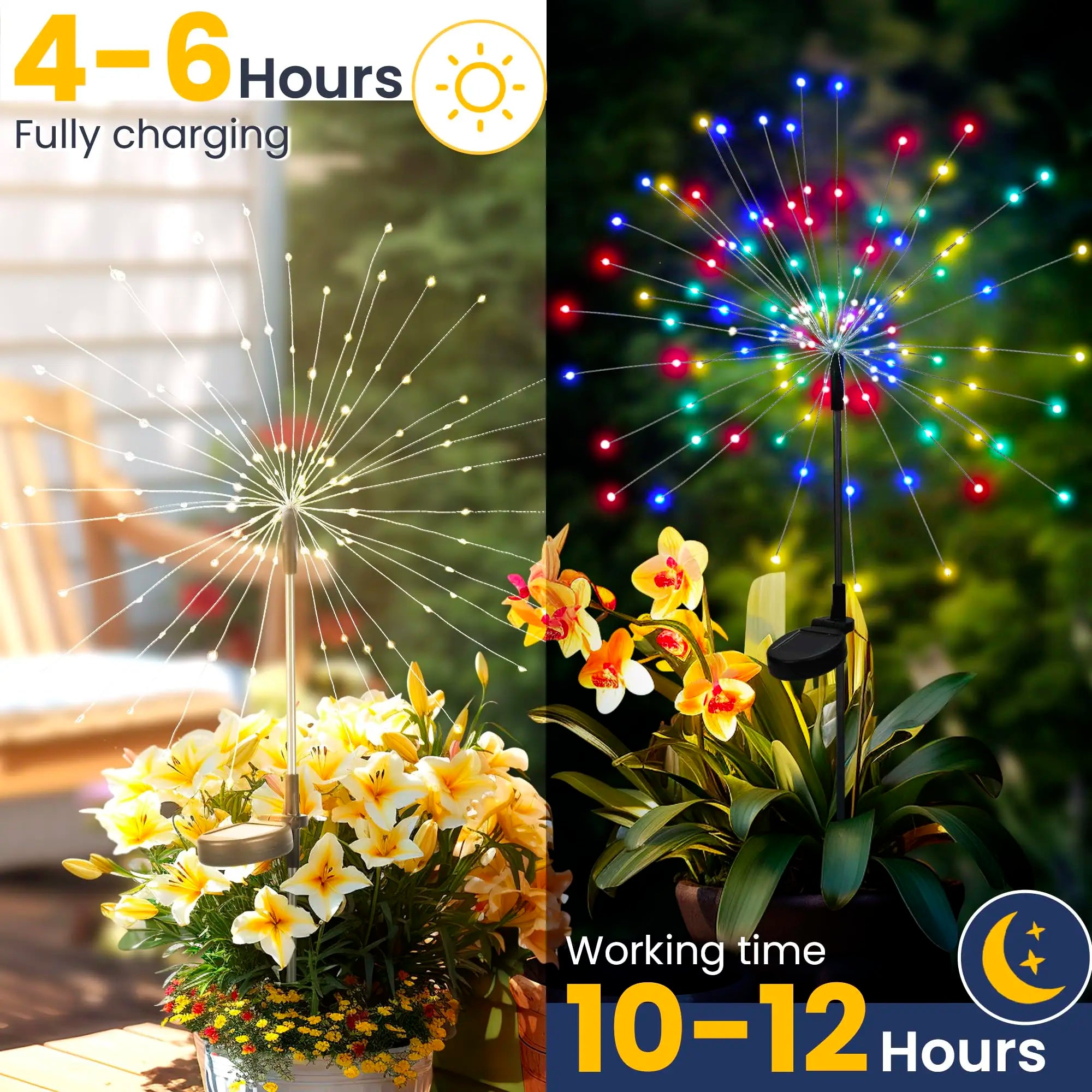 60/90/150/200 LED Solar Fireworks Lights Outdoor Decorative Multicolor Starburst Waterproof Lamps with 8 Modes for Garden Path