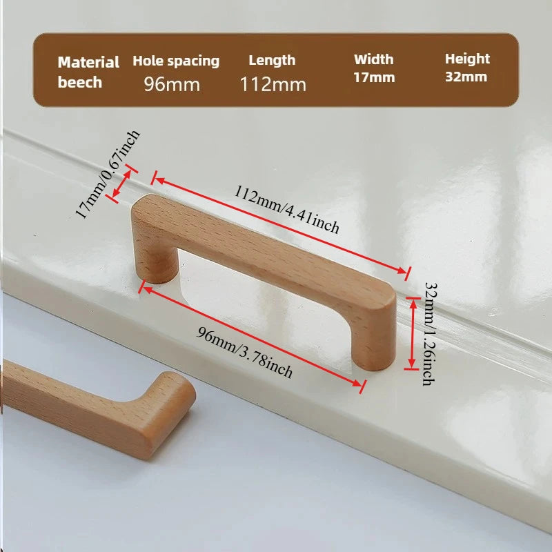 Solid Wooden Kitchen Door Dresser Wardrobe Knobs Cupboard Drawer Pull Cabinet Furniture Handle