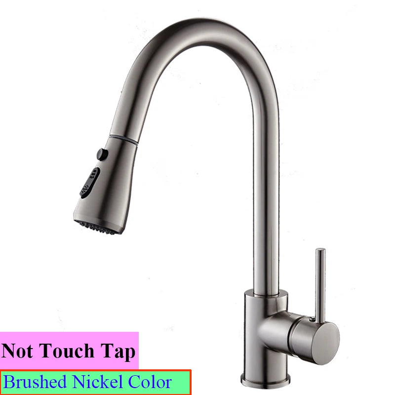 White Touch on Kitchen Sink Faucets 3 Ways Sprayer Hot Cold Pull Out Kitchen Sink Mixer Tap Smar Sensor Touch Kitchen Faucet Tap