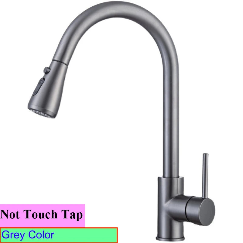 White Touch on Kitchen Sink Faucets 3 Ways Sprayer Hot Cold Pull Out Kitchen Sink Mixer Tap Smar Sensor Touch Kitchen Faucet Tap