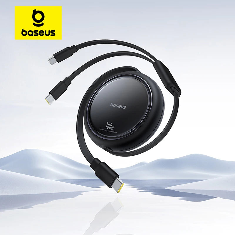 Baseus  Retractable 2 in 1 USB C Cable For iphone 16 15 pro max 100W  Type C Cable For Macbook Fast Charging for Huawei Xiaomi