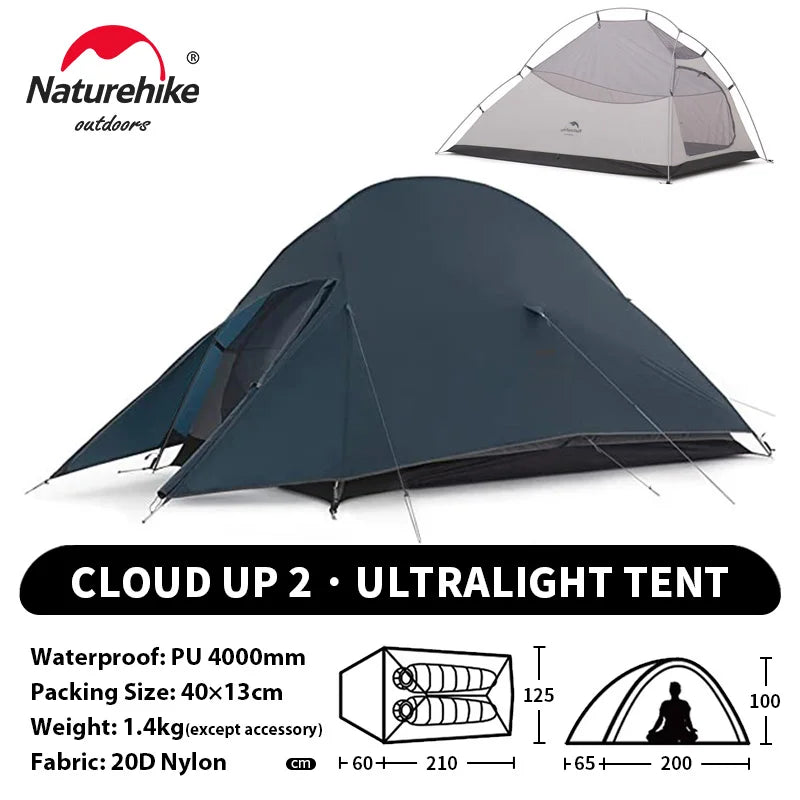 Naturehike Cloud Up 1 2 3 Person Camping Tent Ultralight Waterproof Trekking Tents Hiking Backpacking Shelter Tent Travel Tent