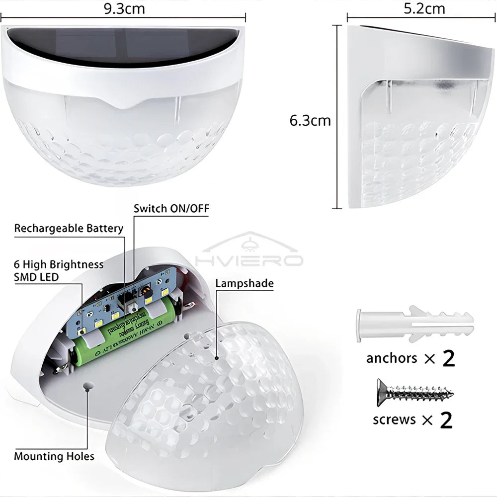 LED Solar Fence Lamp Outdoor Waterproof Wall Lights Corrugated Lights for Fence Terrace Garden Path Decorative Light Warm White