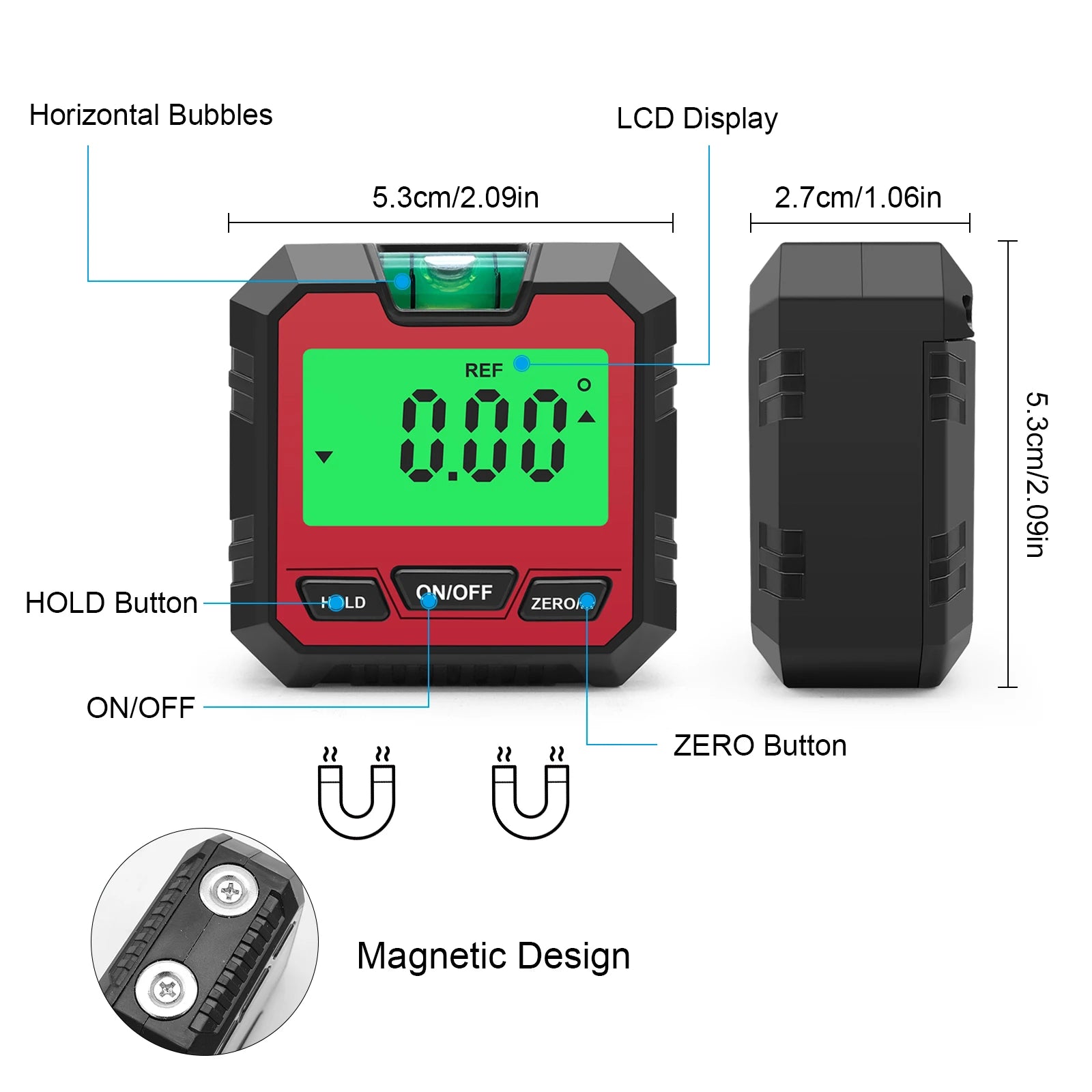 Digital Protractor 4*90° Electronic Inclinometer Backlight Level Box