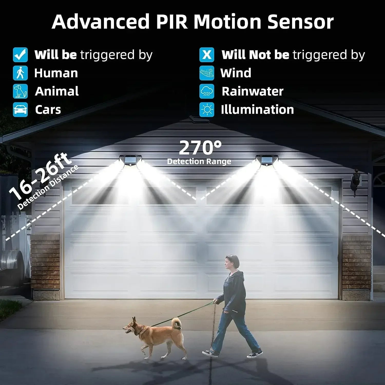IP65 Waterproof 6 Pieces Solar Outdoor Lights, 3 Lighting Modes, 118 LED Motion Sensor Security Lights for Garden, Patio, Garage