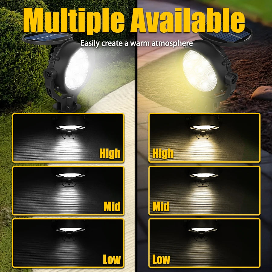 9 LED Solar Spot Lights IP65 Waterproof Outdoor RGB Solar Landscape Lights Brightness Adjustable for Garden Yard Palm Trees
