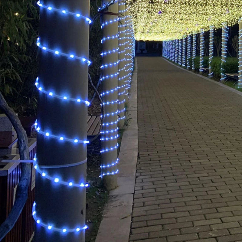 Solar Rope Lights Solar LED Light Path Deck Outdoor Garden Solar String Lights Waterproof Outdoor Lighting Strips 8 Light Modes