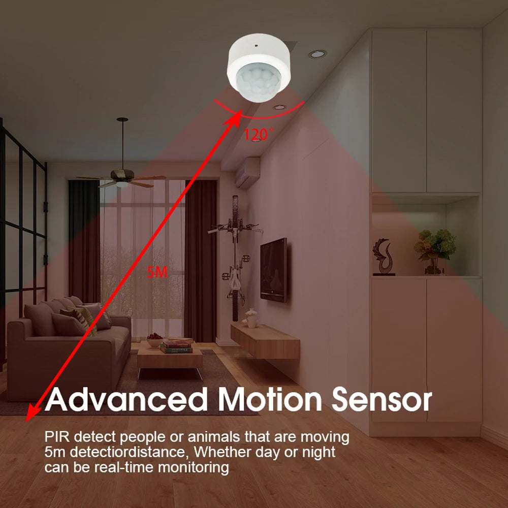 Tuya 2 in 1 Zigbee Mini PIR Motion Detector + Bright Lux Light Passive Infrared Security Burglar Alarm Sensor App Remote Control