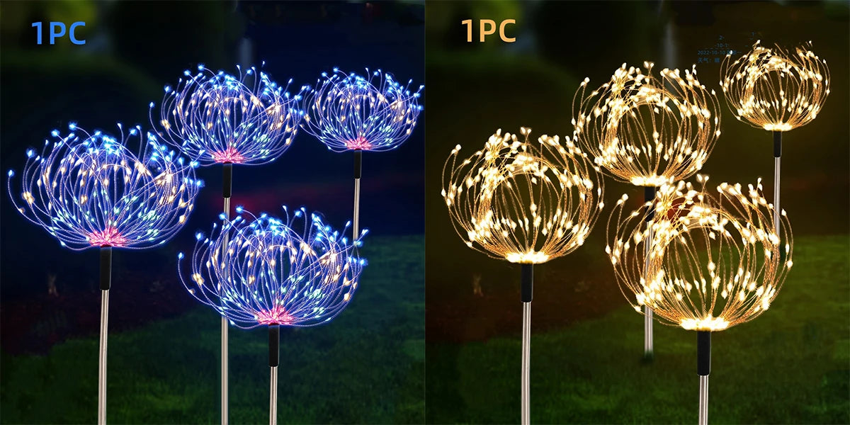 Solar Fireworks LED Light Outdoor Waterproof Solar Light 8 Lighting Modes DIY Starburst Fairy Light Holiday Decorative Lights