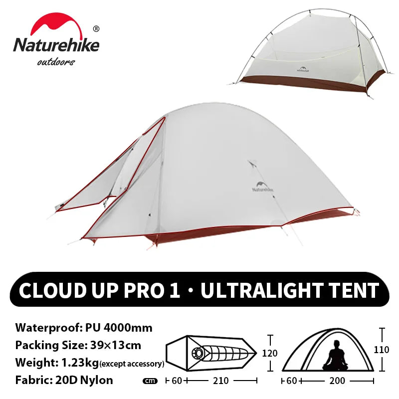 Naturehike Cloud Up 1 2 3 Person Camping Tent Ultralight Waterproof Trekking Tents Hiking Backpacking Shelter Tent Travel Tent