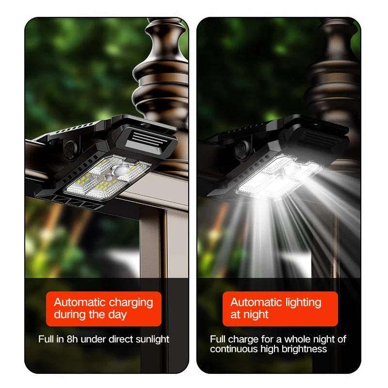 Outdoor Solar Clamp On Motion Sensor Lights Waterproof Work Light 3 Lighting Modes Camping Lamp Fence Walls Garage Led Lamps