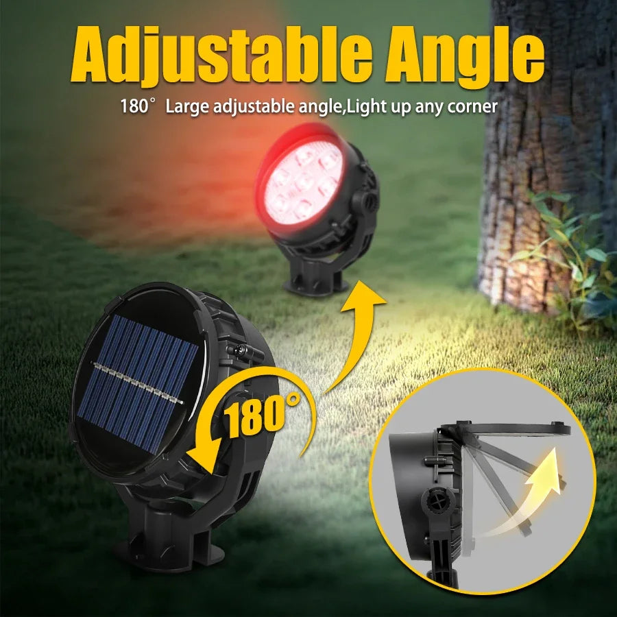 9 LED Solar Spot Lights IP65 Waterproof Outdoor RGB Solar Landscape Lights Brightness Adjustable for Garden Yard Palm Trees