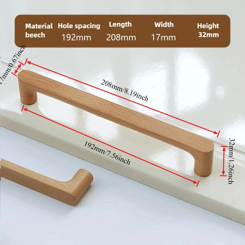 Solid Wooden Kitchen Door Dresser Wardrobe Knobs Cupboard Drawer Pull Cabinet Furniture Handle