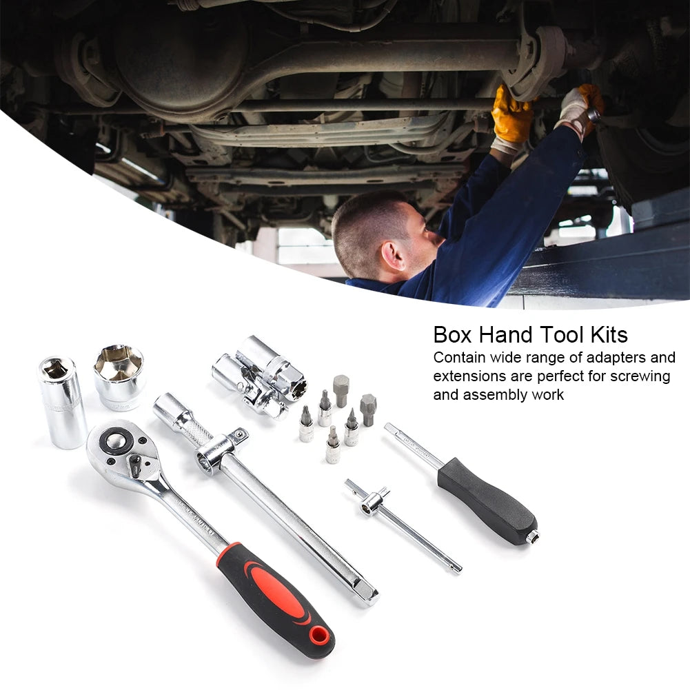 108Pcs Ratchet Wrench Set 1/4in 1/2in CR40 Steel Socket Set Tool Case Box Hex Extension Socket Hand Tools Kits Screwdriver Bits
