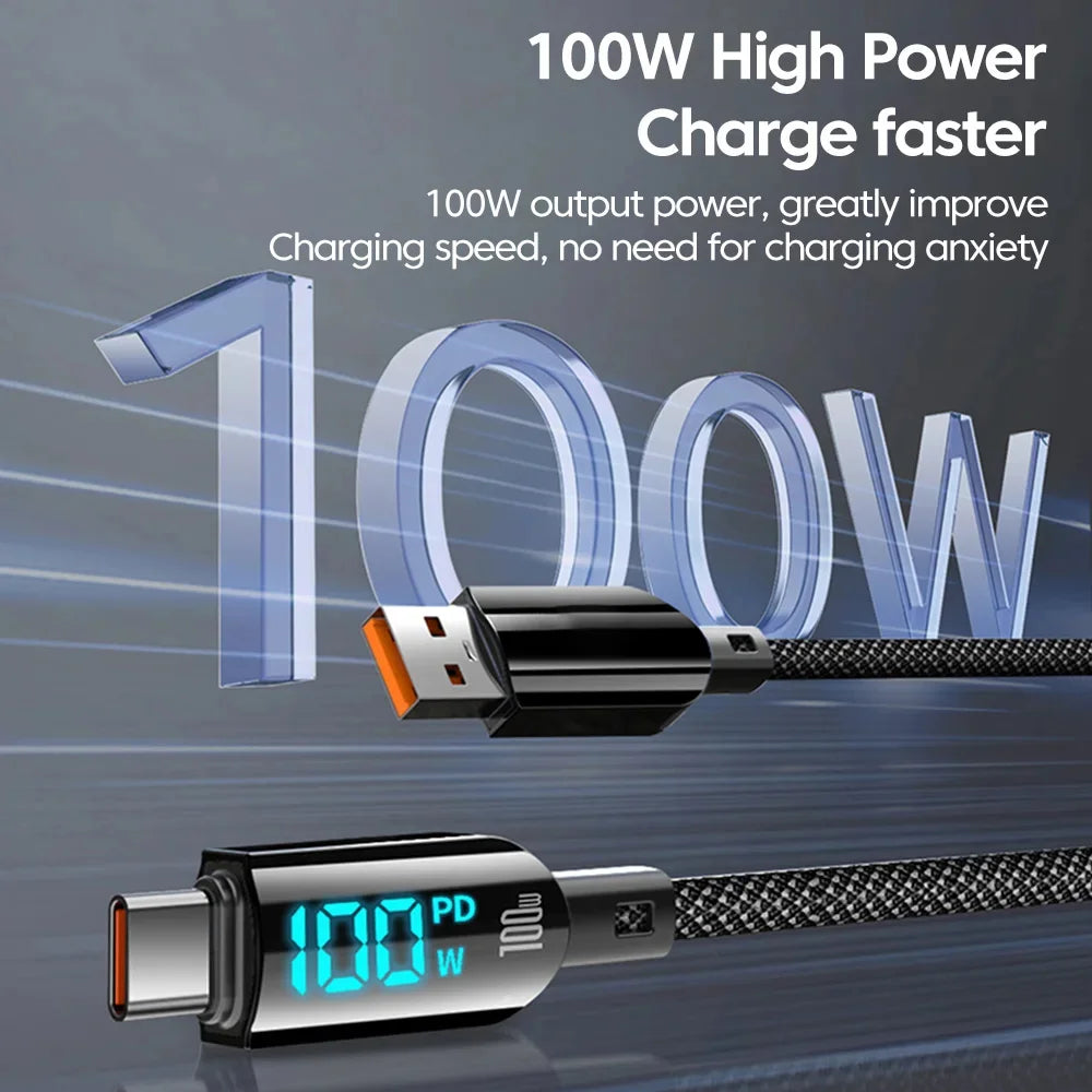 NNBILI 100W Type C Cable for iPhone 15 Fast Charging Digital Display USB C to USB C Cable for Samsung Huawei Xiaomi Data Cord