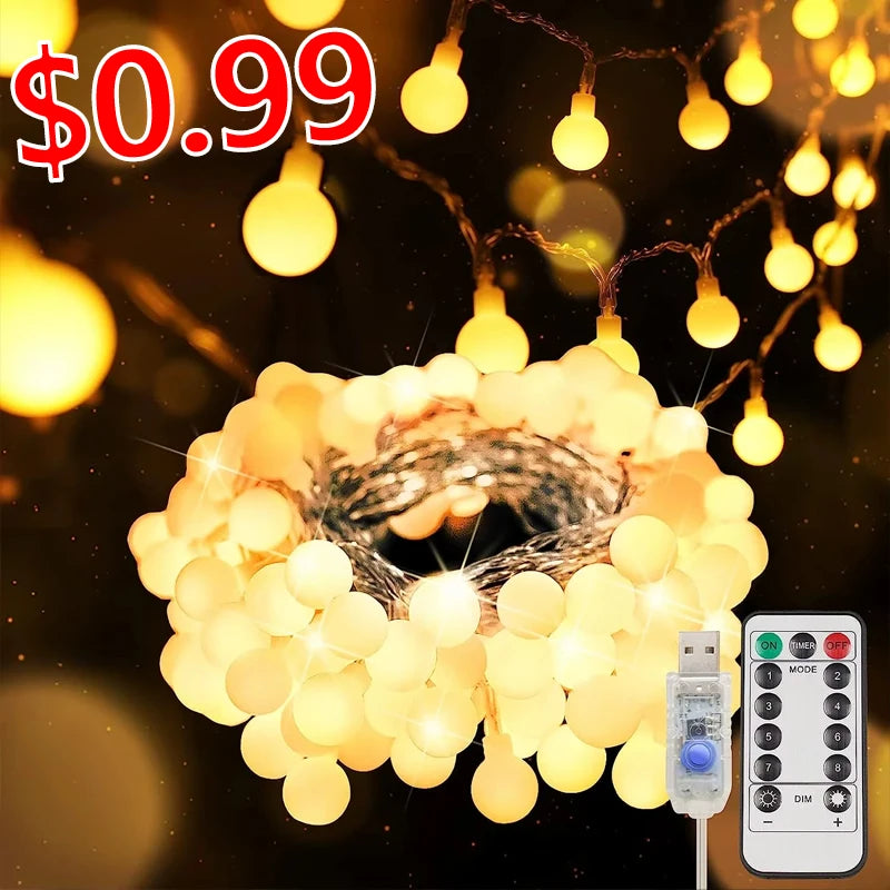 Solar String Lights 100 LED Crystal Globe Solar Lights Outdoor IP65 Waterproof with 8 Modes for Garden Tree Patio Party Decor