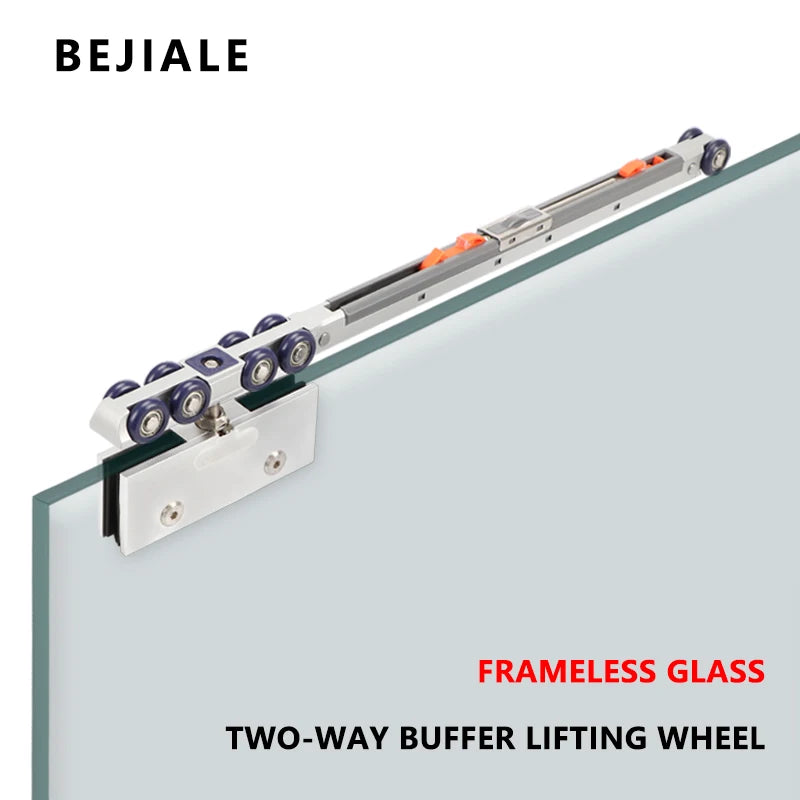 Glass Door Lifting Wheel Bathroom Room Pulley Sliding Door Toilet Two-way Damping Buffer Glass Pulley Moving Door Track Fittings