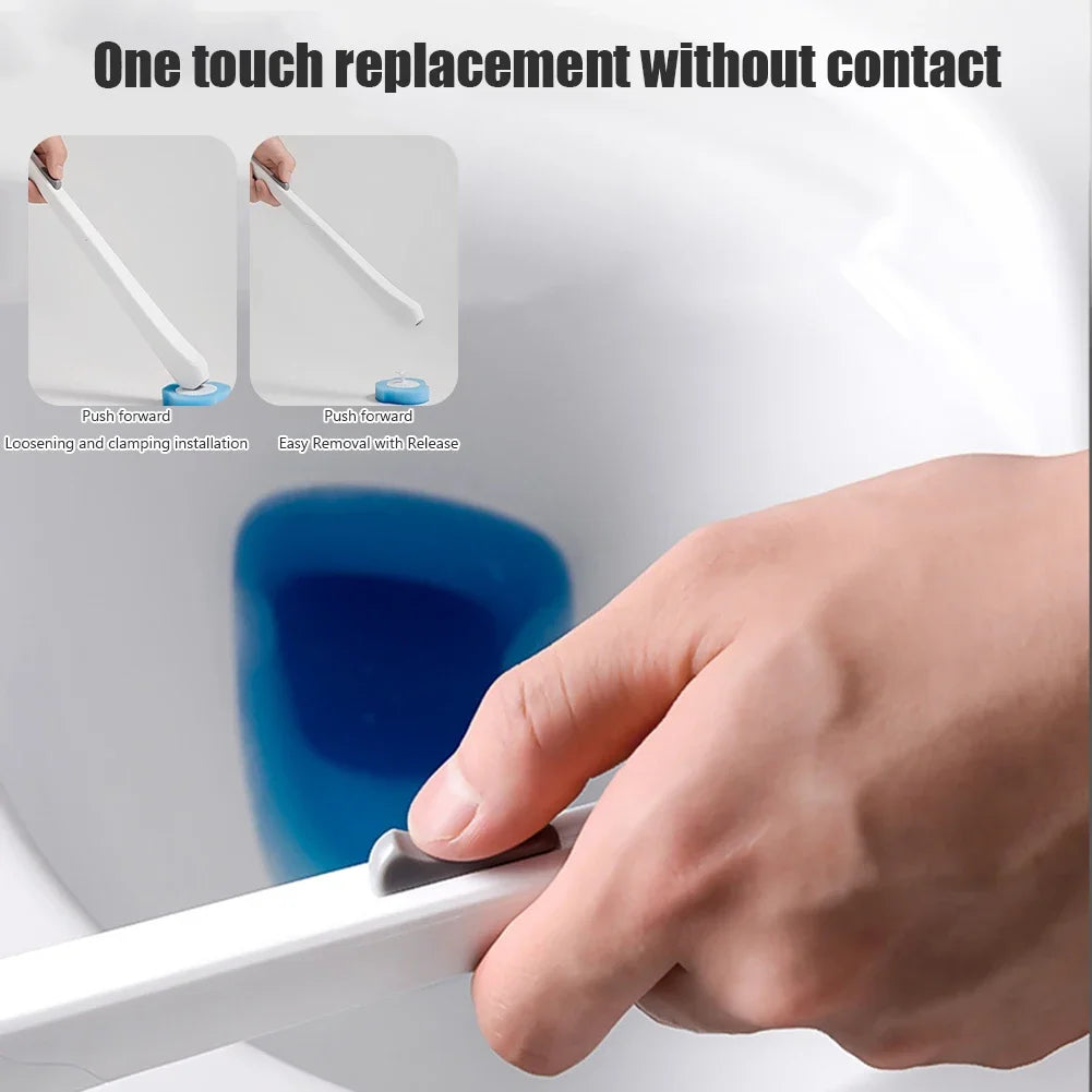 Wall-mounted Disposable Toilet Brush Cleaner with 8/16/24PCS Brush Head Bathroom Long Handle Cleaning Brush Toilet Accessories