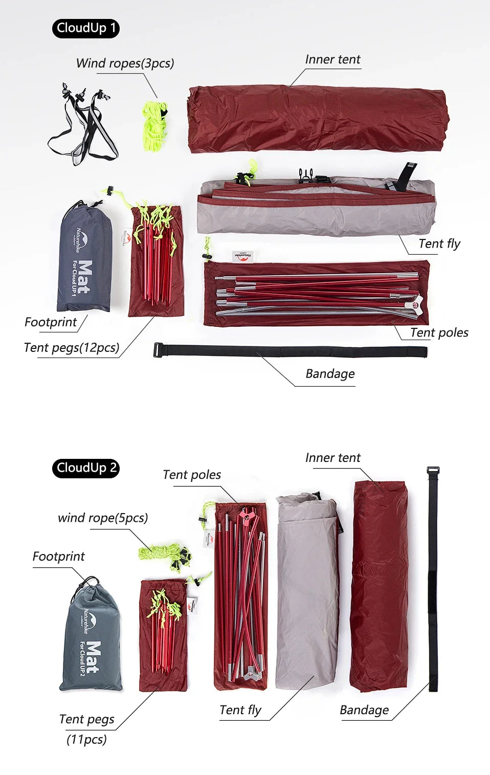 Naturehike Cloud Up 1 2 3 Person Camping Tent Ultralight Waterproof Trekking Tents Hiking Backpacking Shelter Tent Travel Tent